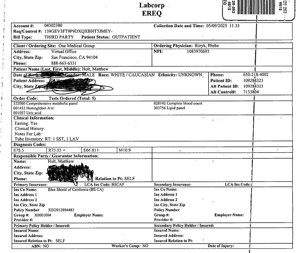 Labcorp, Blue Shield and my .95 co pay (part 5) Labcorp, Blue Shield and my .95 co pay (part 5)